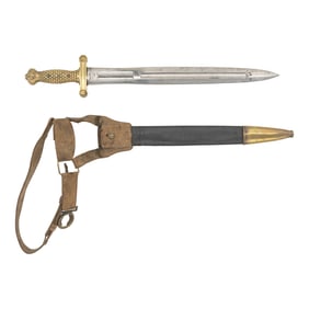 Ames Model 1832 Heavy Artillery Saber & Scabbard With Buff Belt Dated 1843