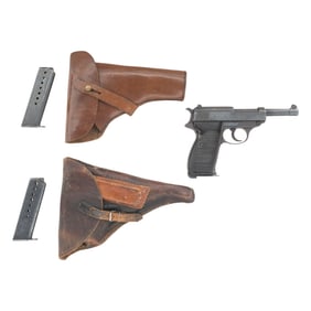 **Excellent Spreewerk P.38 with "Bring Back" Papers, Holsters, and Magazines