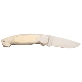 Jimmy Lile Button Folding Knife, No Dot Marking, Ivory Grips, Engraved Patent Mark #221