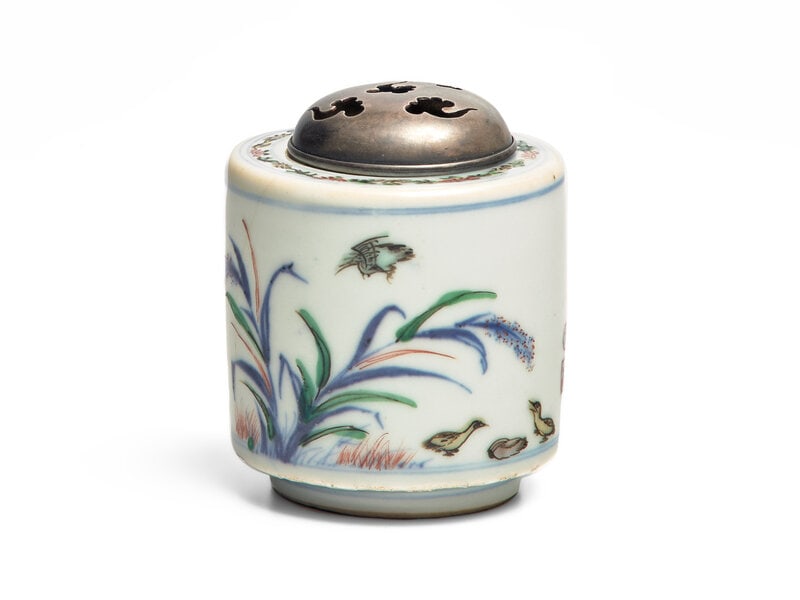 A Small Chinese Wucai Porcelain Incense Burner (1 of 3)