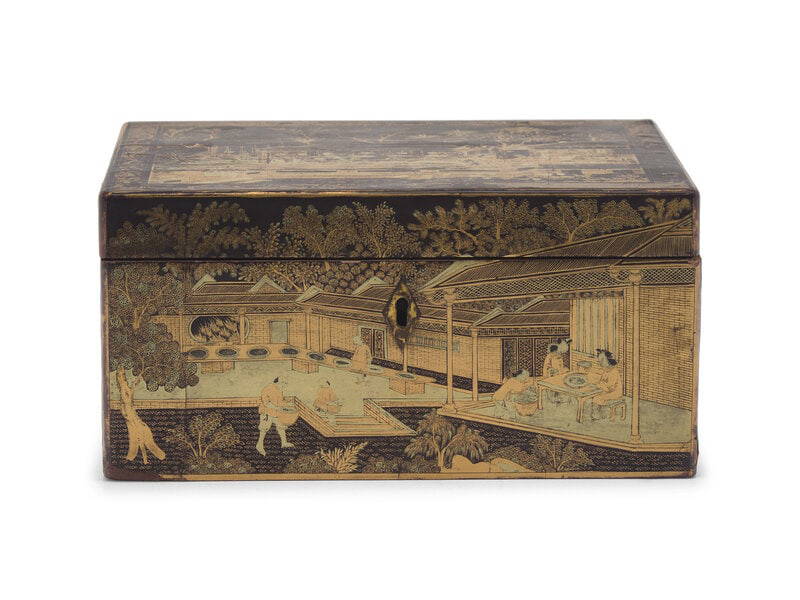 A Chinese Export Lacquer Double Tea Caddy