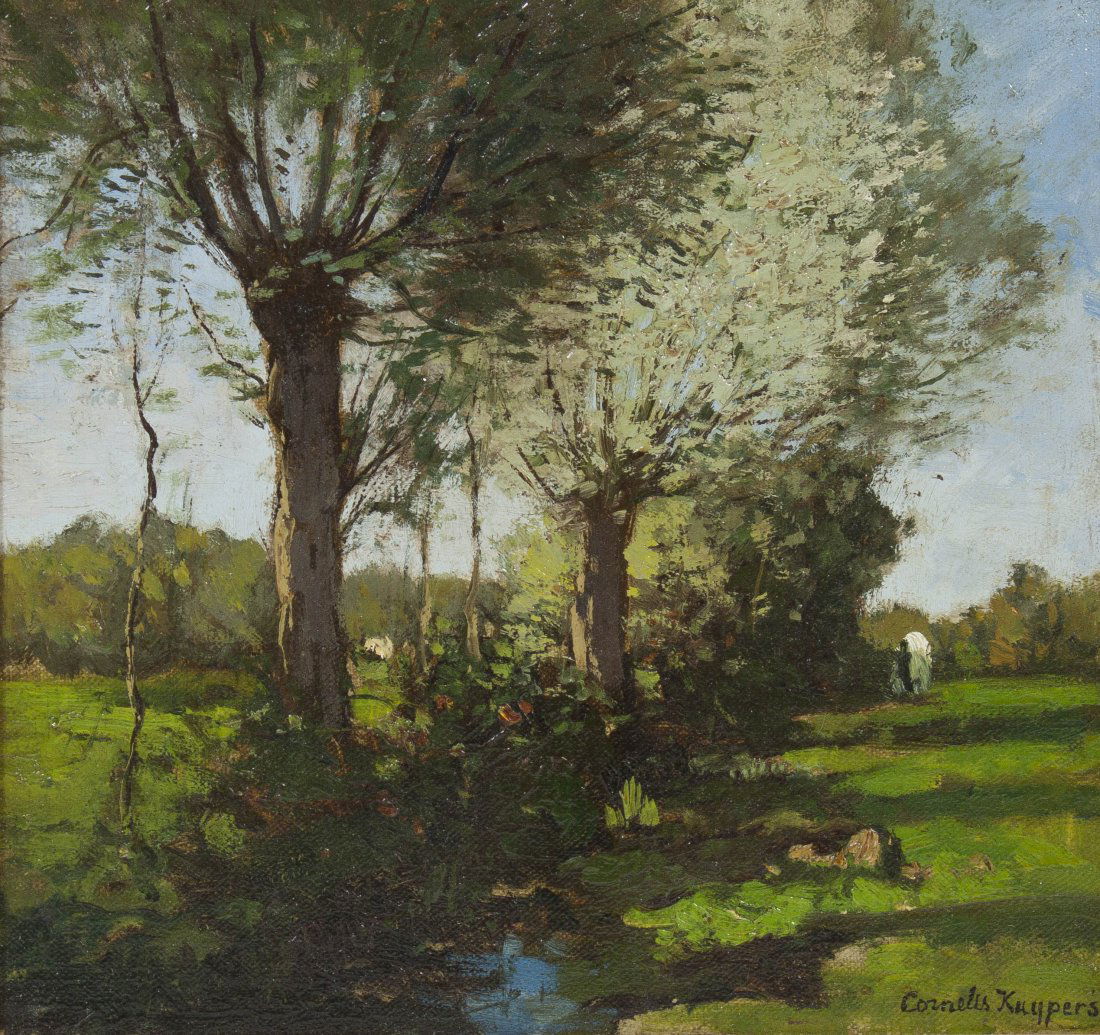 Cornelis Kuypersáá, (Dutch, 1864-1932), Dutch Landscape: Cornelis Kuypersáá (Dutch, 1864-1932) Dutch Landscape (Spring) oil on board signed Cornelis Kuypers (lower right) 12 x 11 1/2 inches.