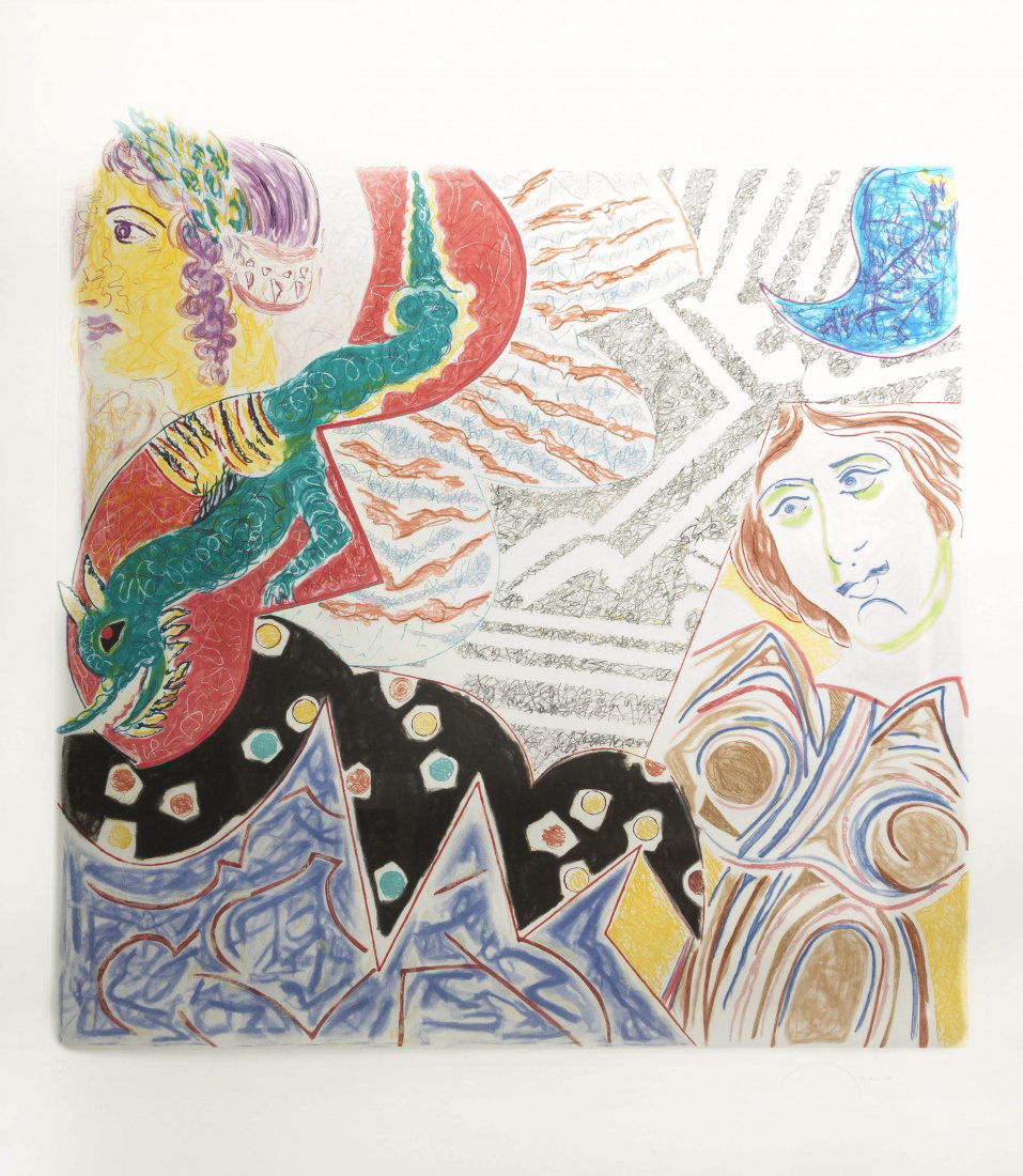 Nancy Graves, (American, 1940-1995), The Clash of Cultu: Nancy Graves (American, 1940-1995) The Clash of Cultures, 1988 etching, aquatint and drypoint in colors edition 25/50, signed Graves and dated (lower right) 38 1/2 x 36 1/2 inches.