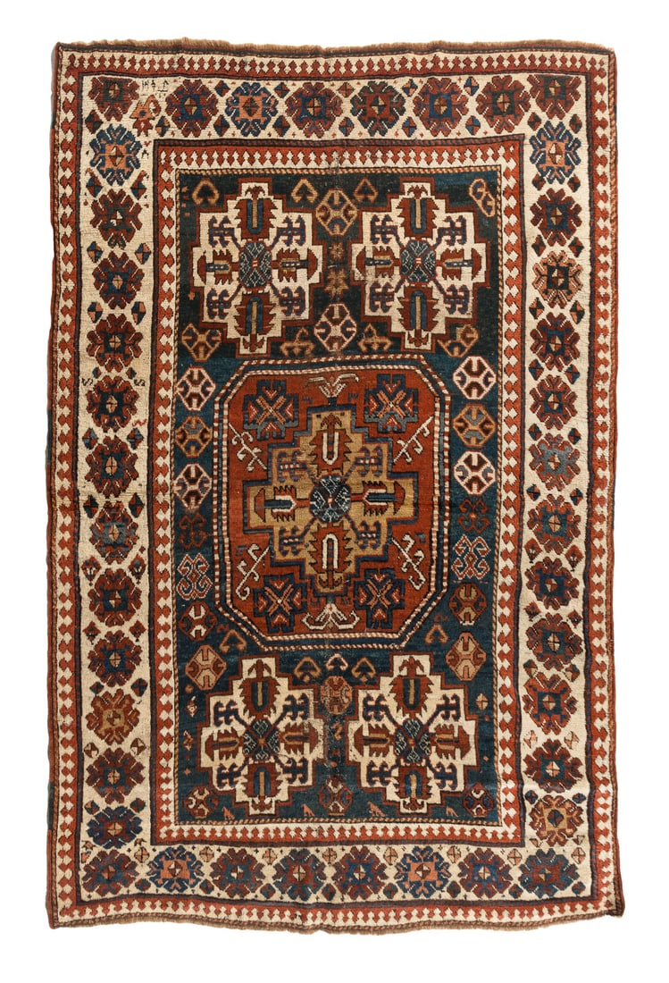 A Kazak Rug: A Kazak Rug South Caucasus, Late 19th Century inscribed at one end. 7 feet 6 inches x 5 feet 1 inch. Property from a Private Family Trust This lot is located in Chicago.