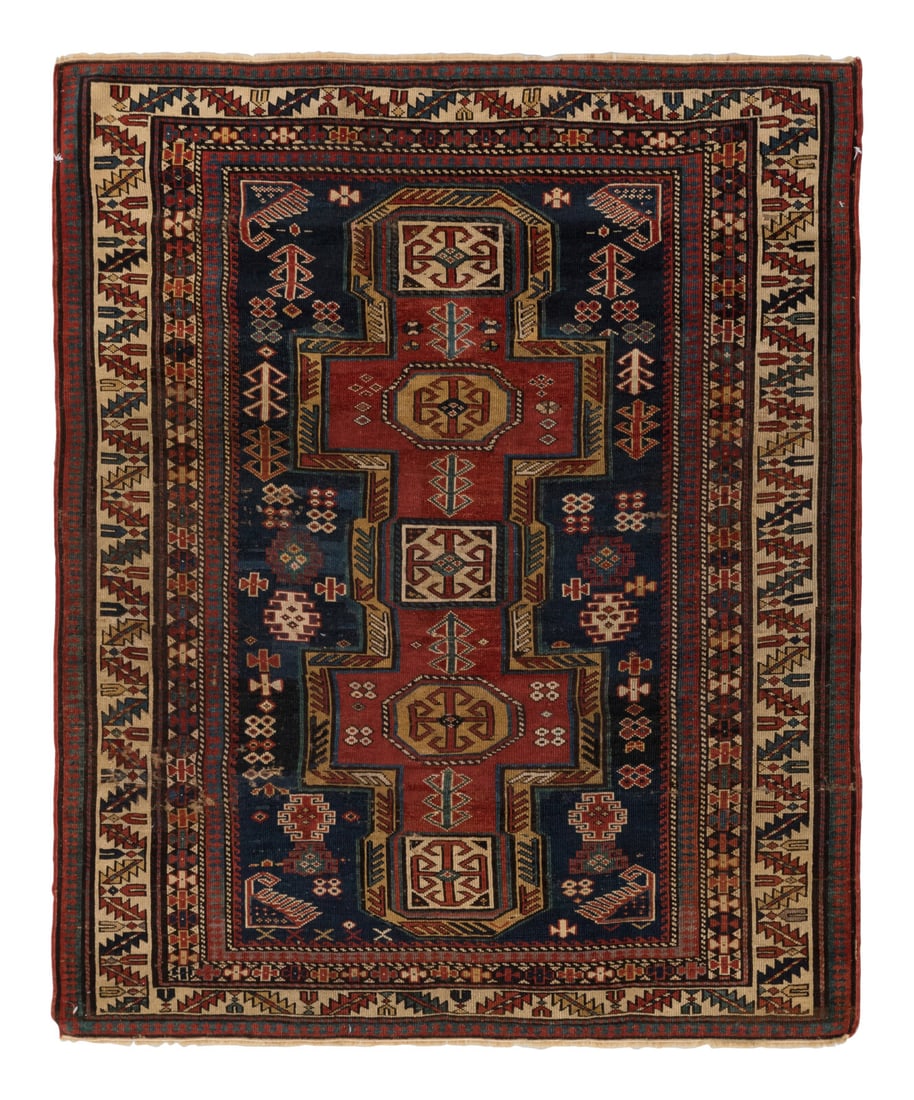 A Kazak Rug: A Kazak Rug South Caucasus, Early 20th Century 4 feet 5 1/2 inches x 3 feet 9 inches. Property from a Private Family Trust This lot is located in Chicago.