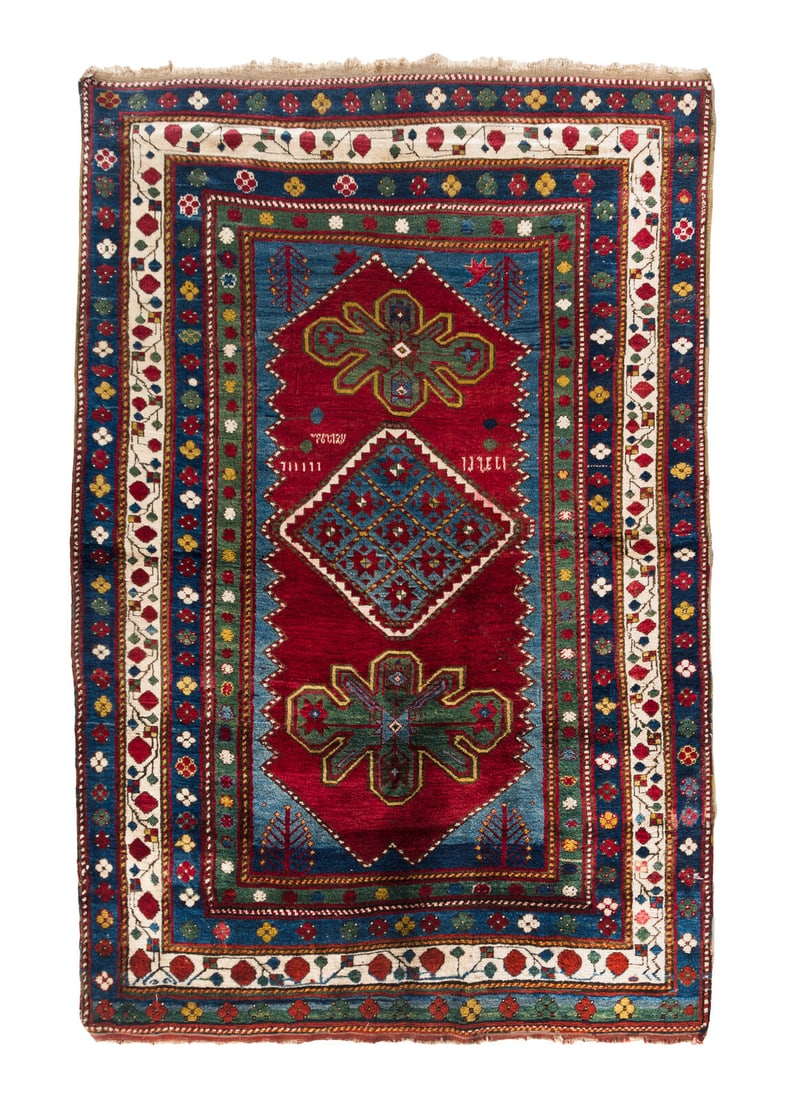 A Kazak Rug: A Kazak Rug Possibly Armenian, Circa 1900 7 feet 4 inches x 4 feet 11 inches. Property from a Private Family Trust This lot is located in Chicago.