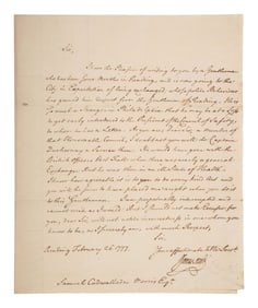 [REVOLUTIONARY WAR]. READ, James (1718-1793). Letter signed ("James Read"), regarding the exchange