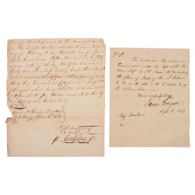 [WAR OF 1812]. Two letters, incl. one related to rations at Fort Meigs prior to siege by the