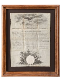 MADISON, James (1751-1836). [PAULDING, Hiram (1797-1878)]. Partly-printed appointment signed ("James