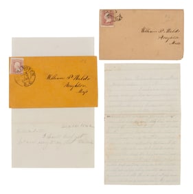 [CIVIL WAR]. Pair of letters from Alfred E. Waldo, 35th Massachusetts Infantry, DOW, detailing the