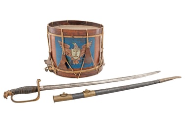 [CIVIL WAR]. Civil War-era child's snare drum & eagle head sword.