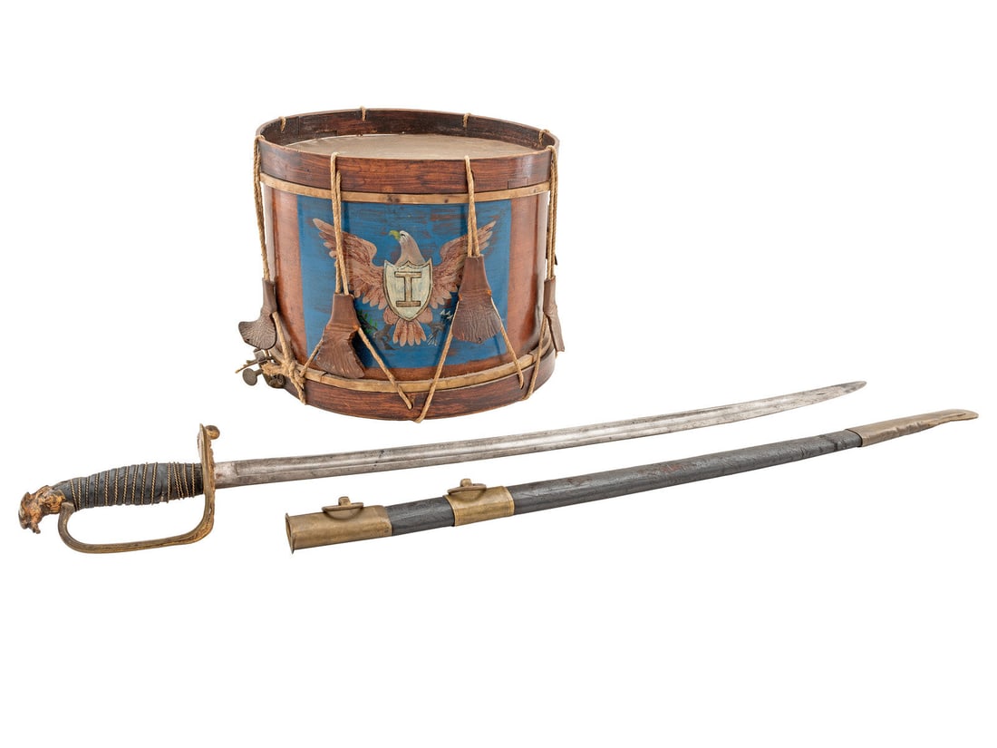 [CIVIL WAR]. Civil War-era child's snare drum & eagle head sword. (1 of 6)