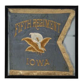 [CIVIL WAR]. Fifth Iowa Infantry or Cavalry regimental flag, possibly a commemorative post-war