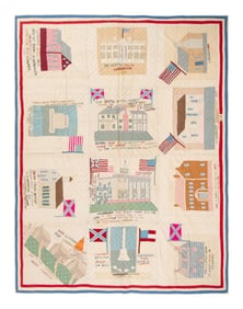 [CIVIL WAR]. An embroidered and appliqued pictorial quilt of Civil War interest.
