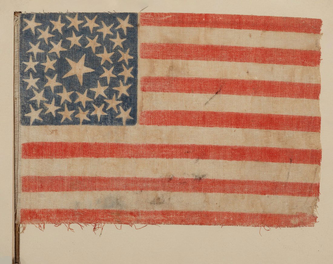 [FLAGS]. 33-star American parade flag. Ca 1859-1861. (1 of 3)