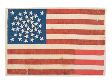 [FLAGS]. 39-star parade flag with triple medallion star pattern. Ca 1889-1890.