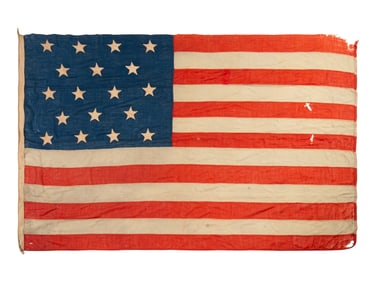 [FLAGS]. 18-star American flag. Ca 1876-1890s.