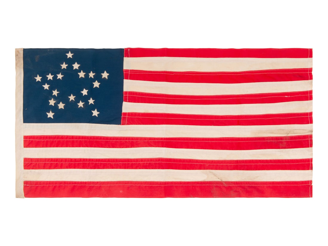 [FLAGS]. 20-star American flag with "Great Star" pattern. Ca 1876 or later. (1 of 2)