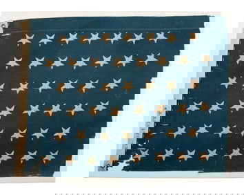 [FLAGS]. 45-star American Naval Jack identified to the SS Olivette. Ca 1898-1908.
