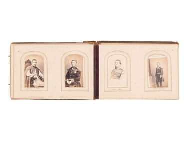 [EARLY PHOTOGRAPHY]. CDV album containing photographs of Mexican and European royalty, generals, and