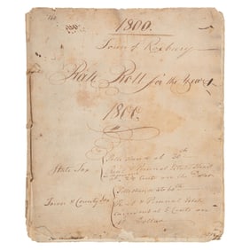 [AFRICAN AMERICANA]. "Town of Roxbury Rate Roll for the Year 1800" incl. list of free Blacks paying