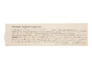 [AFRICAN AMERICANA]. Freedom papers identified to William Henry Shorter, "the son of Maria Shorter,