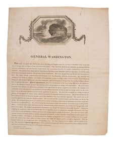 [WASHINGTON, George (1732-1799)]. Illustrated broadside extolling and memorializing George