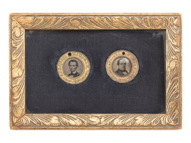 [LINCOLN, Abraham (1809-1865)]. Lincoln and Hamlin 1860 campaign ferrotypes. [With:] Miniature