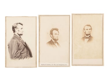 [LINCOLN, Abraham (1809-1865)]. 3 CDVs of Abraham Lincoln taken by BRADY and BERGER in January and