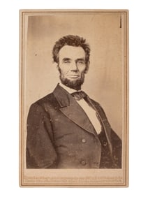 [LINCOLN, Abraham (1809-1865]. [WALKER, Lewis Emory (1822-1880), photog.]. CDV of Lincoln with a