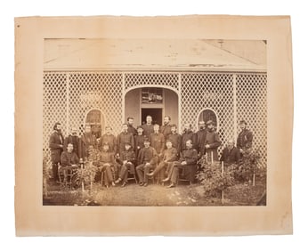 [LINCOLN, Abraham (1809-1865)]. Large format albumen group portrait of Civil War officers, most