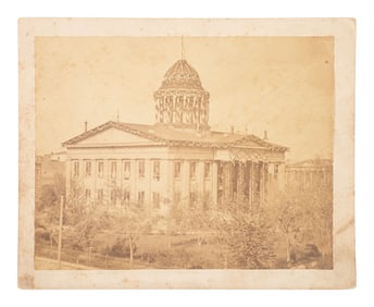 [LINCOLN, Abraham (1809-1865)]. Large format albumen photograph of the Old Capitol in Springfield