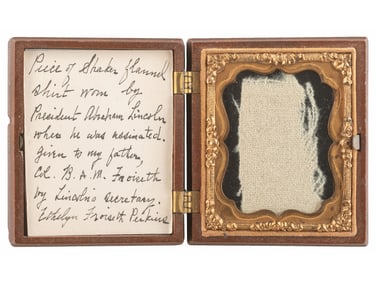 [CIVIL WAR] -- [LINCOLN, Abraham (1809-1865)]. Shirt fragment identified as "worn by President