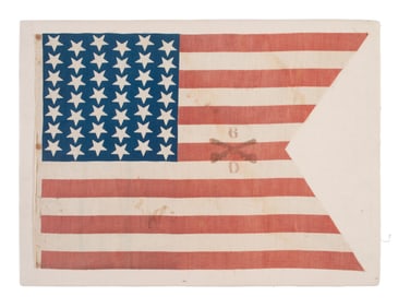[FLAGS-INDIAN WARS]. 42-star American national parade guidon flag identified to the 6th Cavalry