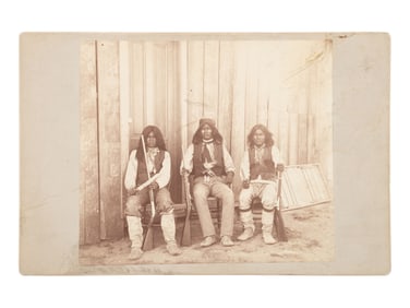 [NATIVE AMERICANS]. [FLY, C.S., photographer, attrib.]. Cabinet card of Apache scouts. Ca 1870s.