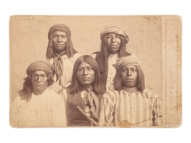 [NATIVE AMERICANS]. BAKER & JOHNSTON, photographers. Cabinet card of Apache prisoners.