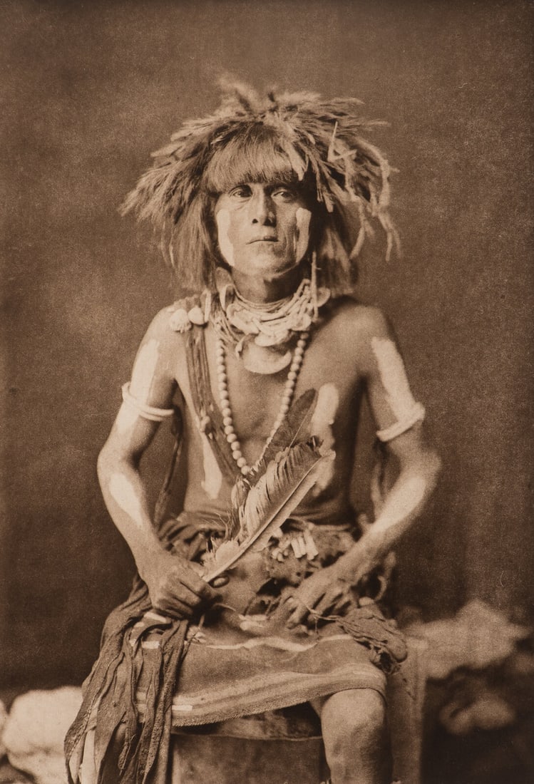 CURTIS, Edward (1868-1952), photographer.  Hónovi - Walpi Snake Priest, with Totókya Day (1 of 2)