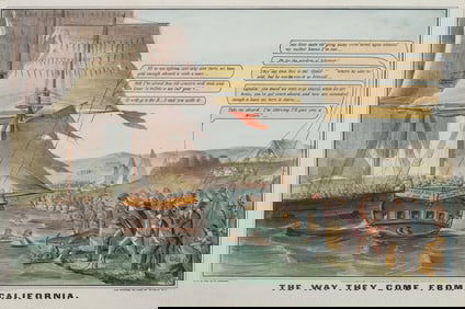[GOLD RUSH]. The Way They Come From California. New York: N. Currier, 1849.