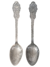 [WESTERN AMERICANA]. A group of 2 Henry Bohm silver banquet spoons commissioned by railroad magnate