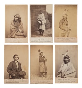 A group of 12 CDVs of Sioux involved in the 1862 Dakota Uprising in Minnesota. St. Paul, MN: