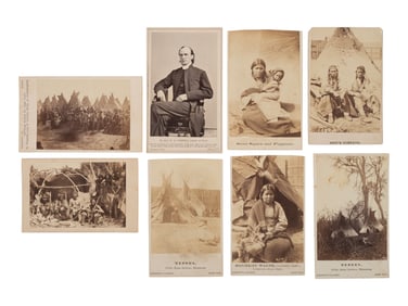 A group of 8 CDVs related to the 1862 Dakota Uprising in Minnesota, incl. views of Sioux Indians