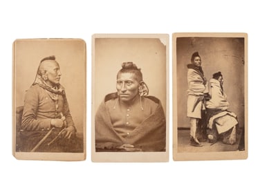 JACKSON, William Henry (1843-1942), photographer]. A group of 3 CDVs of Pawnee scouts, incl. Red