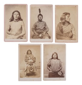 [JACKSON, William Henry (1843-1942), photog.]. Five CDVs of Pawnee Indians, incl. Long Dog. Omaha,