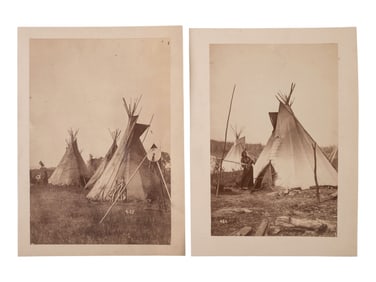 [JACKSON, William Henry (1843-1942), photographer]. Two photographs of Indian encampments, one with