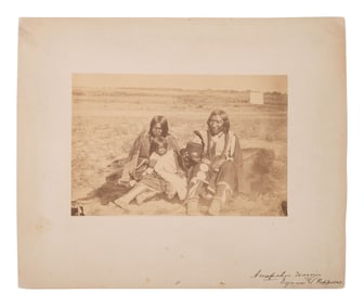 [SOULE, William S. (1836-1908), photographer]. Photograph of Arapahoe warrior, wife, and papoose. Ca