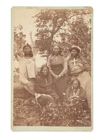BLISS, William P. (b. ca 1840), photographer. Cabinet card of Apache Medicine Council. Fort Sill,