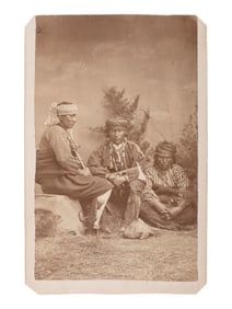 HULL, A.C. (1846-1908), photographer. CDV of three Native American men, possibly Otoe. Fremont, NE,