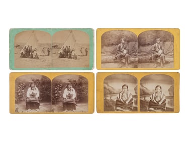 A group of 8 stereoviews of Plains Indians, incl. images by HAMILTON & HOYT, Sioux City, Iowa, ca