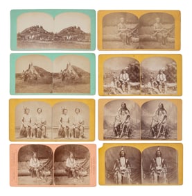 A group of 8 stereoviews of Plains Indians, incl. images by HAMILTON & HOYT, Sioux City, Iowa, ca