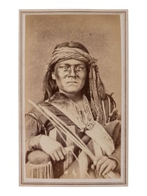 CHAMBERLAIN, W.G. (1815-1910), photographer. CDV of Manuelito, Navajo warrior. Denver, CO, ca 1860s.